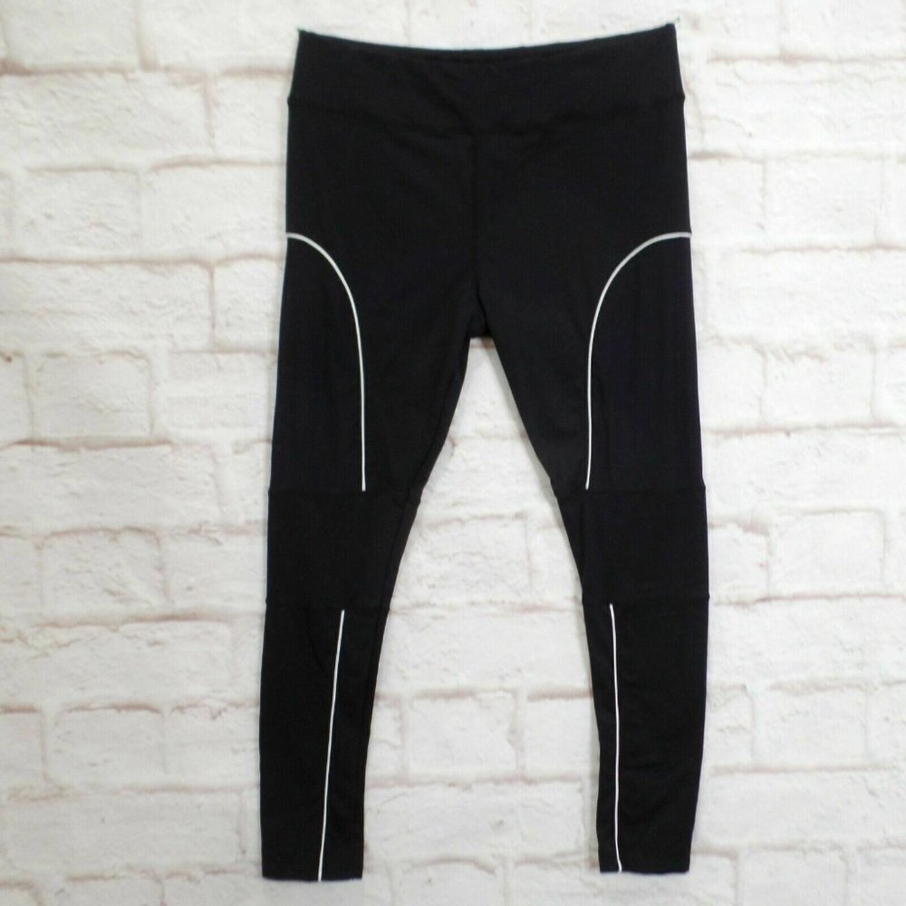 Queenie Ke Black Athletic Workout Leggings with Mesh Inserts Size XXL